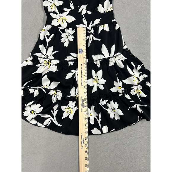 Hyfve Dress Womens Size Small Black White Yellow Flowers Ruffles Summer Sun Cute - Picture 8 of 13